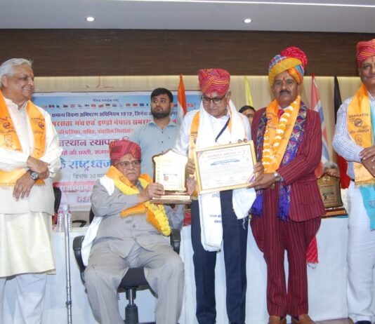 पीएचईडी से सेवानिवृत इंजीनियर नागरमल जांगिड़ को राजस्थान समरसता गौरव अवॉर्ड से नवाजा