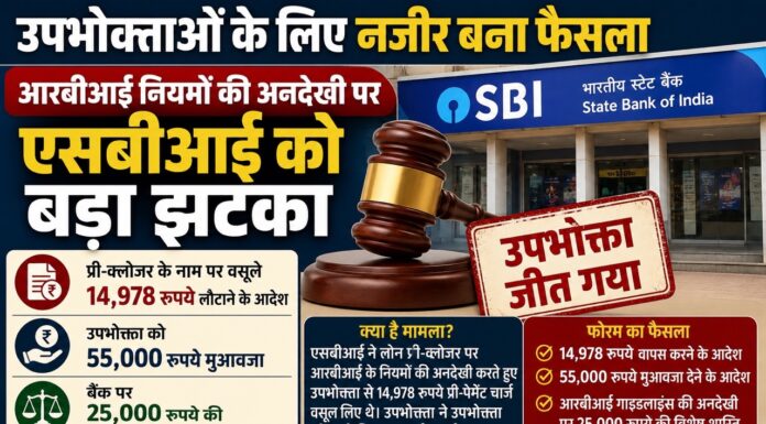 उपभोक्ताओं के लिए नजीर बना फैसला: आरबीआई नियमों की अनदेखी पर एसबीआई को बड़ा झटका
