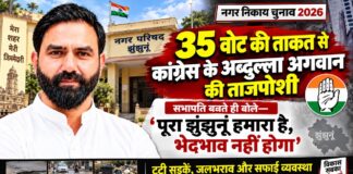 झुंझुनूं सभापति अब्दुल्ला अगवान को 35 वोट, मनु धनखड़ को 25 झुंझुनूं नगर परिषद सभापति अब्दुल्ला अगवान चुनाव जीतने के बाद
