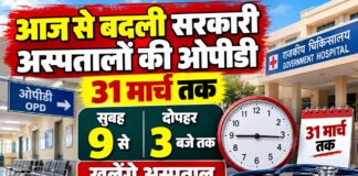 राजस्थान में सरकारी अस्पतालों की नई ओपीडी समय-सारणी 1 अक्टूबर 2026 से लागू