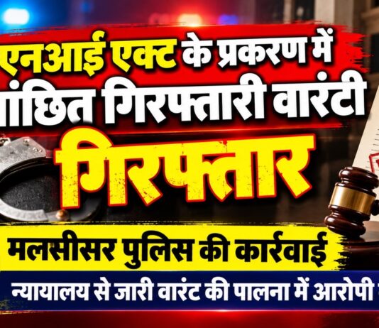 मलसीसर पुलिस द्वारा एनआई एक्ट प्रकरण में गिरफ्तारी वारंटी को गिरफ्तार करने की कार्रवाई