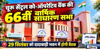 चूरू सेंट्रल को-ऑपरेटिव बैंक की 66वीं वार्षिक साधारण सभा की बैठक का विवरण