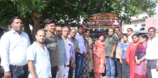 हनुमानगढ़ में 4 अक्टूबर को होने वाले मां ब्रह्माणी पंचम मंगलपाठ महोत्सव के प्रचार रथ की पूजा-अर्चना
