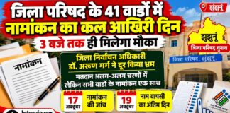 जिला परिषद के 41 वार्डों में नामांकन का कल आखिरी दिन , 3 बजे तक ही मिलेगा मौका झुंझुनूं जिला परिषद चुनाव 2026 के 41 वार्डों में नामांकन प्रक्रिया और जिला निर्वाचन अधिकारी डॉ. अरूण गर्ग की जानकारी