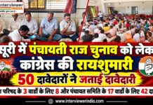देसूरी में पंचायती राज चुनाव को लेकर आयोजित कांग्रेस की बैठक में शामिल पार्टी पदाधिकारी और कार्यकर्ता